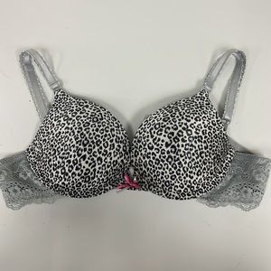 Maidenform 08829 Gray Leopard Print Lace Straps Bra 36A